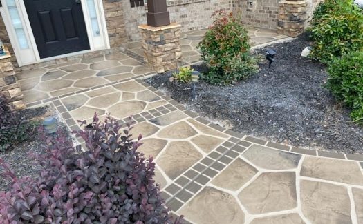 stone stamped concrete walkway